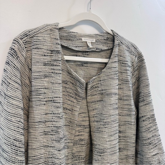 EILEEN FISHER Natural handloomed cotton Furrows Textured Round Neck Jacket - Picture 5 of 5